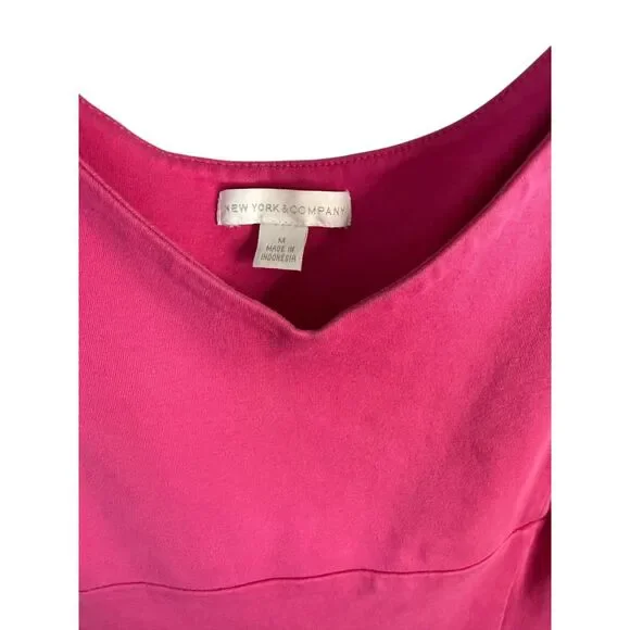 New York & Company Pink Sleeveless Dress Size M Knee Length Cotton Casual - Picture 6 of 6